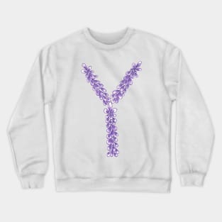 Lavender Letter Y Hand Drawn in Watercolor and Ink Crewneck Sweatshirt